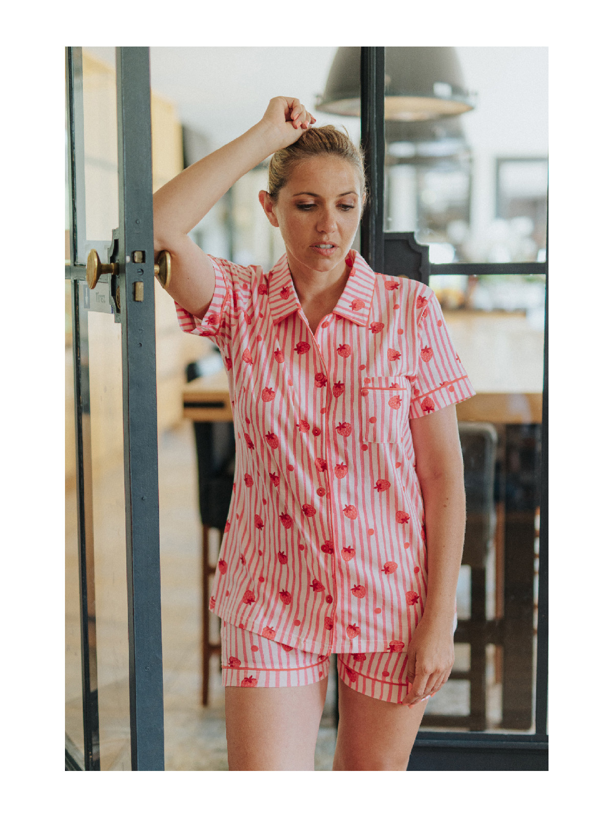 PYJAMA SHORT FRAISE - ROSE POMME – Image 3