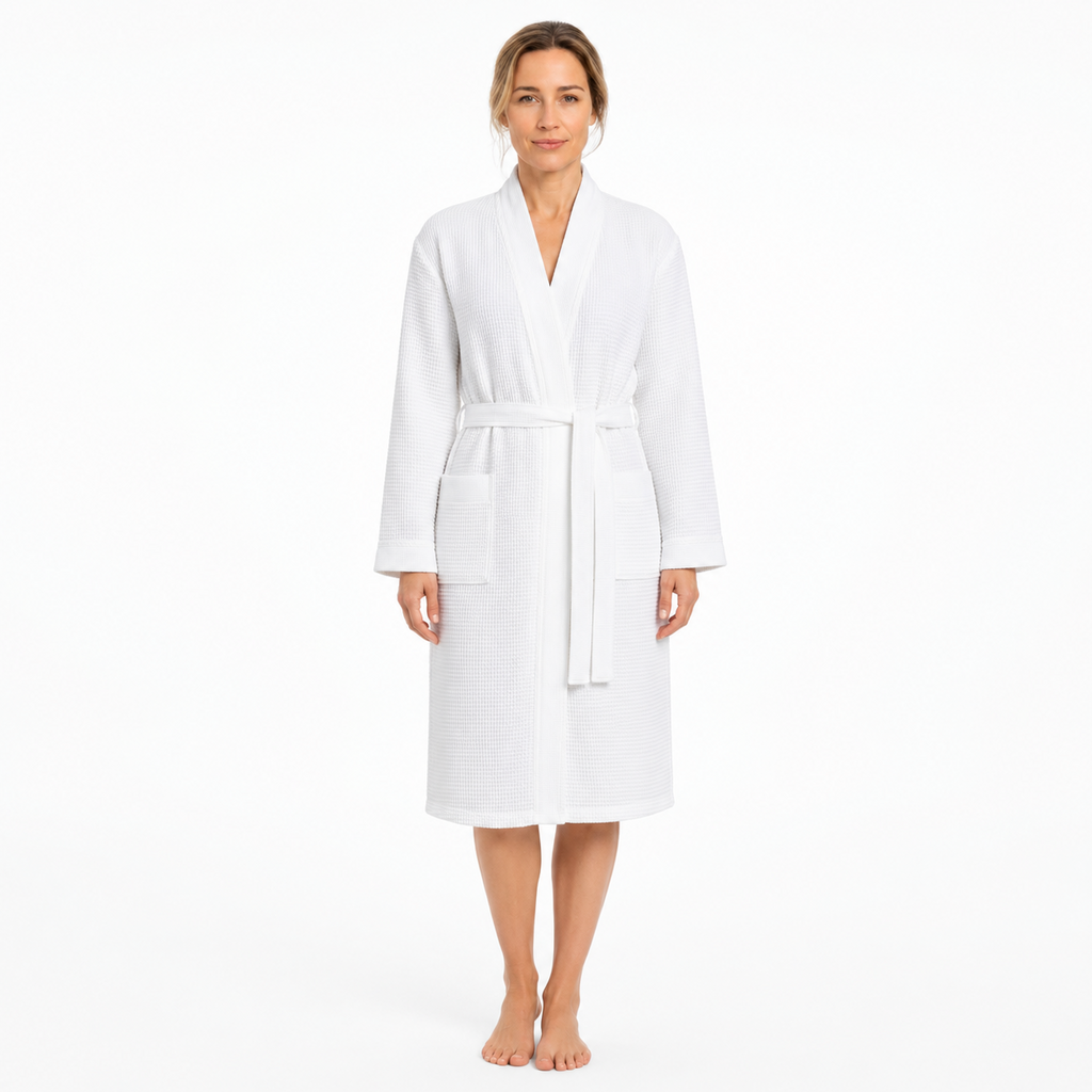 PEIGNOIR NID D'ABEILLE BLANC UNISEXE - TAUBERT – Image 2